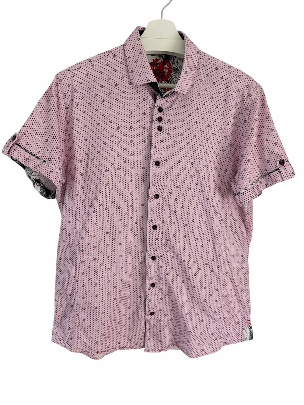AU NOIR Pink Printed Stretch Button-Up Short Sleeve Shirt size 4